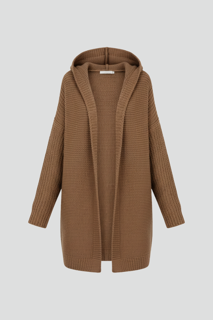 Women’s Cardigan with Hood and Textured Knit Surface