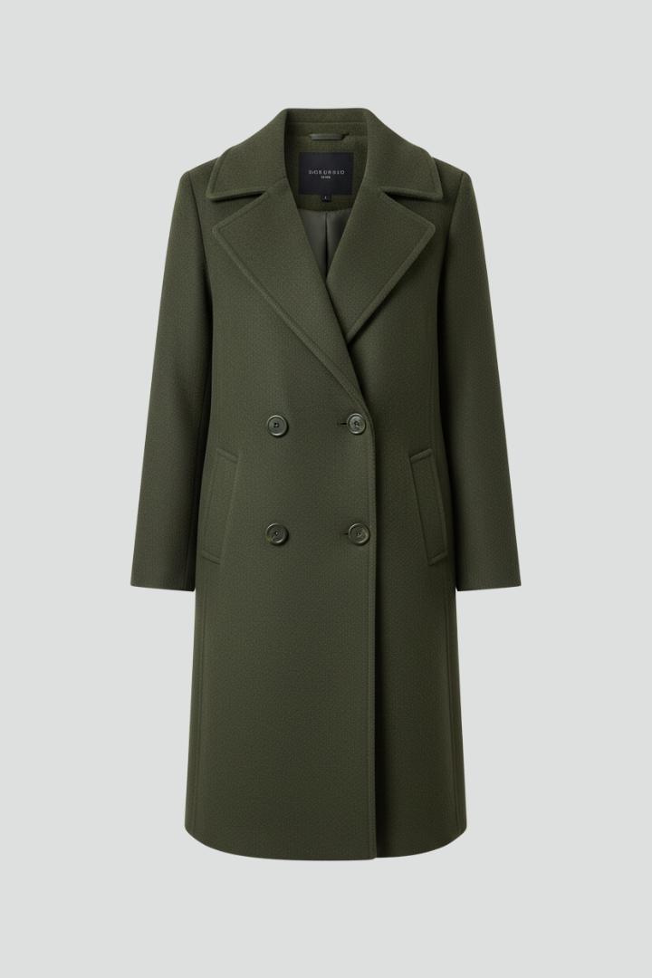 Women’s Coat with Notch Collar and Front Buttons
