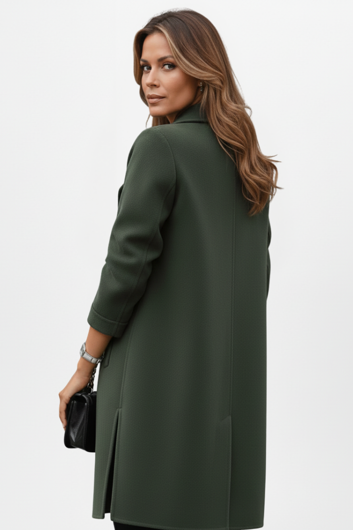 Women’s Coat with Notch Collar and Front Buttons