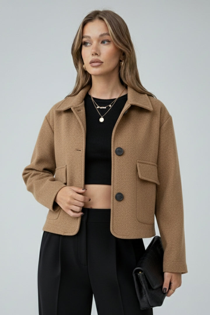 Women’s Cropped Jacket with Shirt Collar