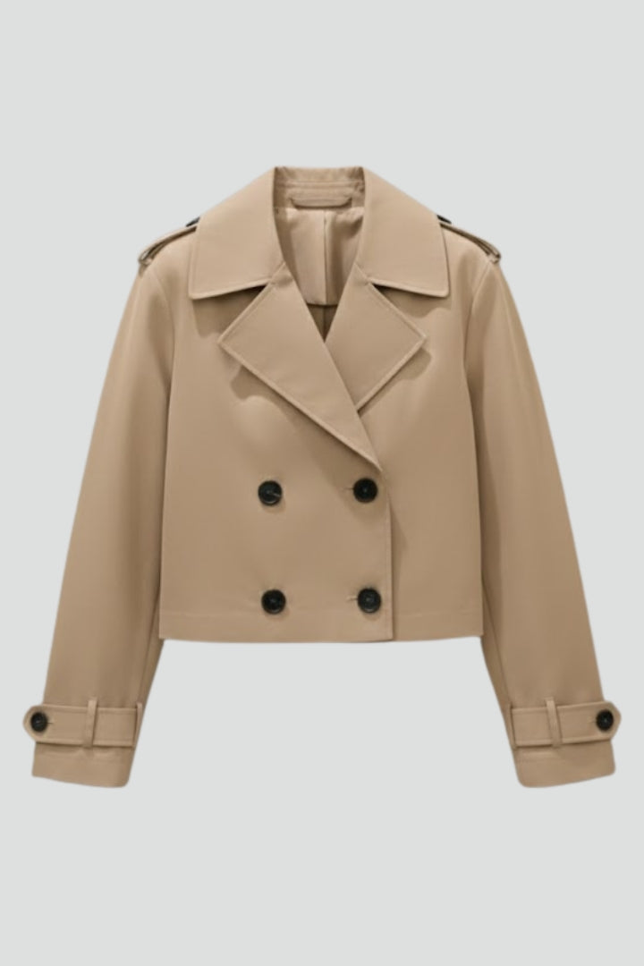 Women’s Cropped Trench Coat with Adjustable Cuffs