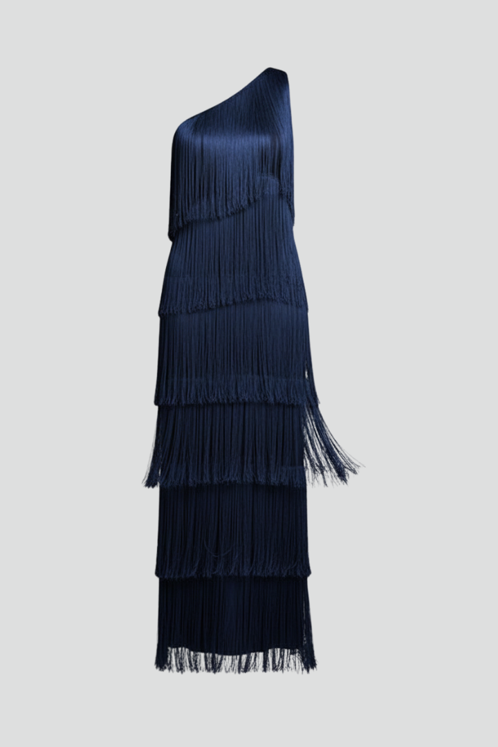 Women’s Dress with Fringe Skirt and Sleeveless Cut