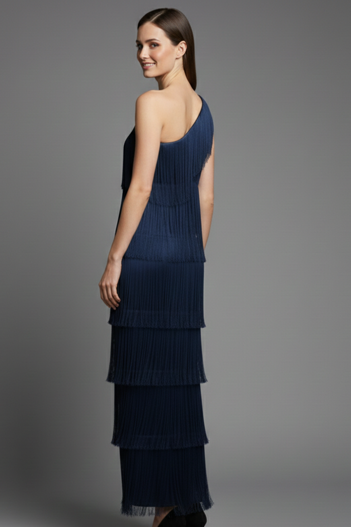 Women’s Dress with Fringe Skirt and Sleeveless Cut