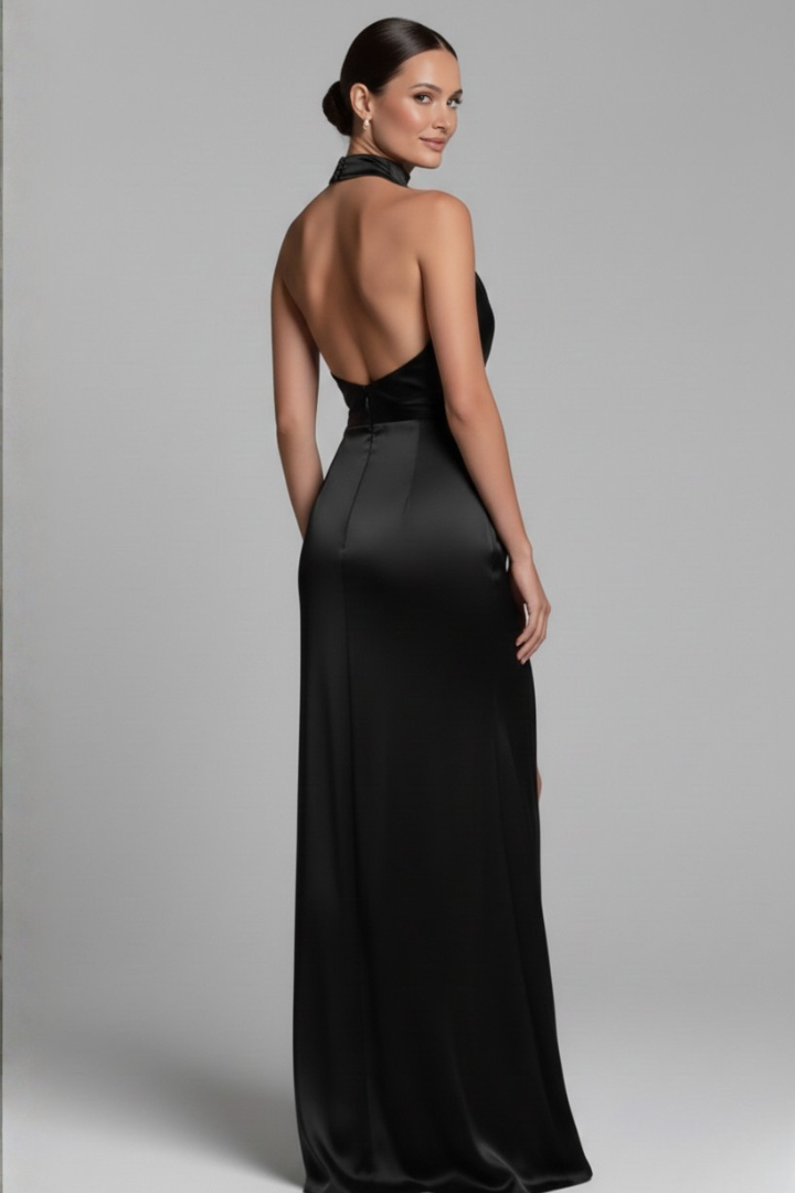 Women’s Dress with Halter Neck and Side Slit