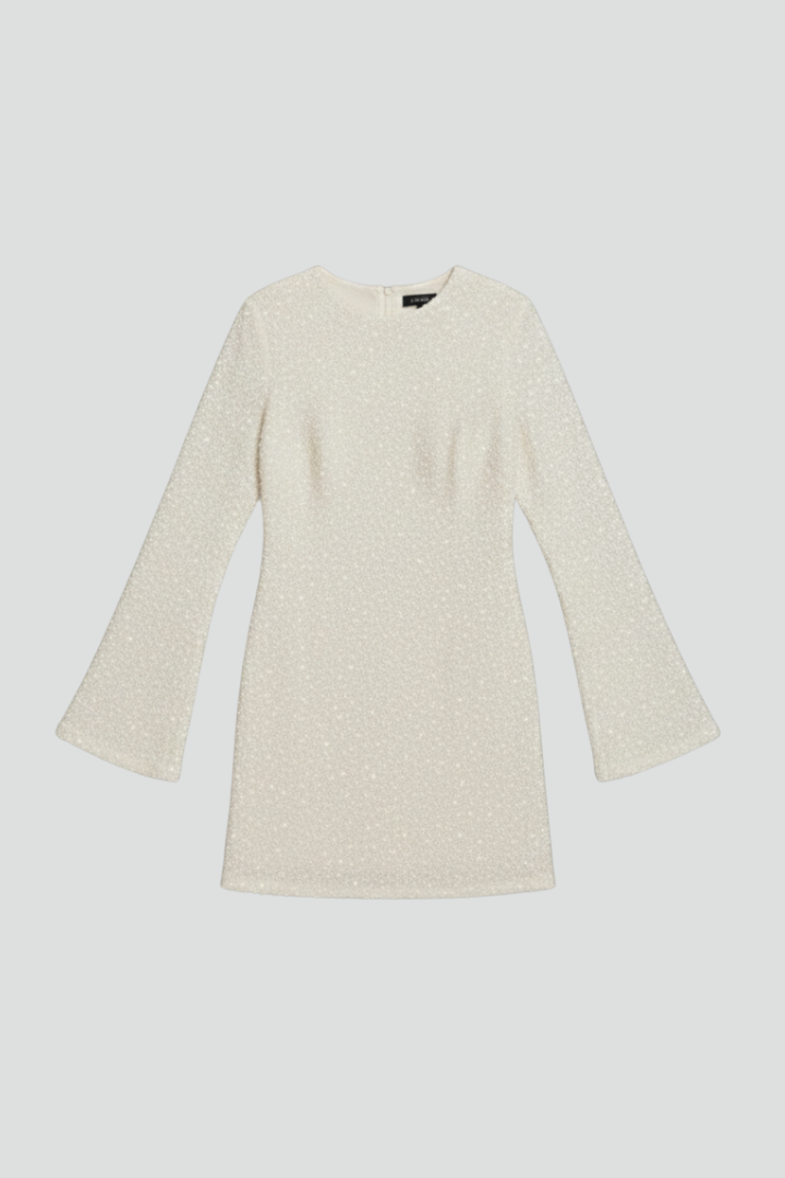 Women’s Dress with Long Sleeves and Sequin Surface