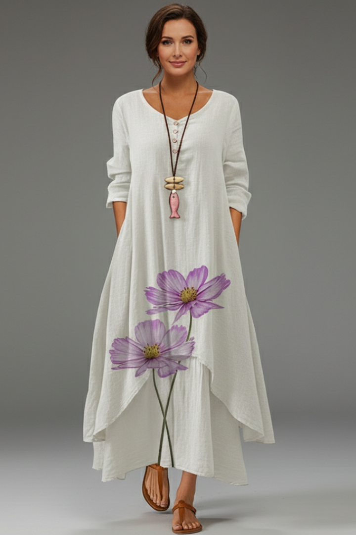 Women’s Dress with Round Neckline and Long Sleeves