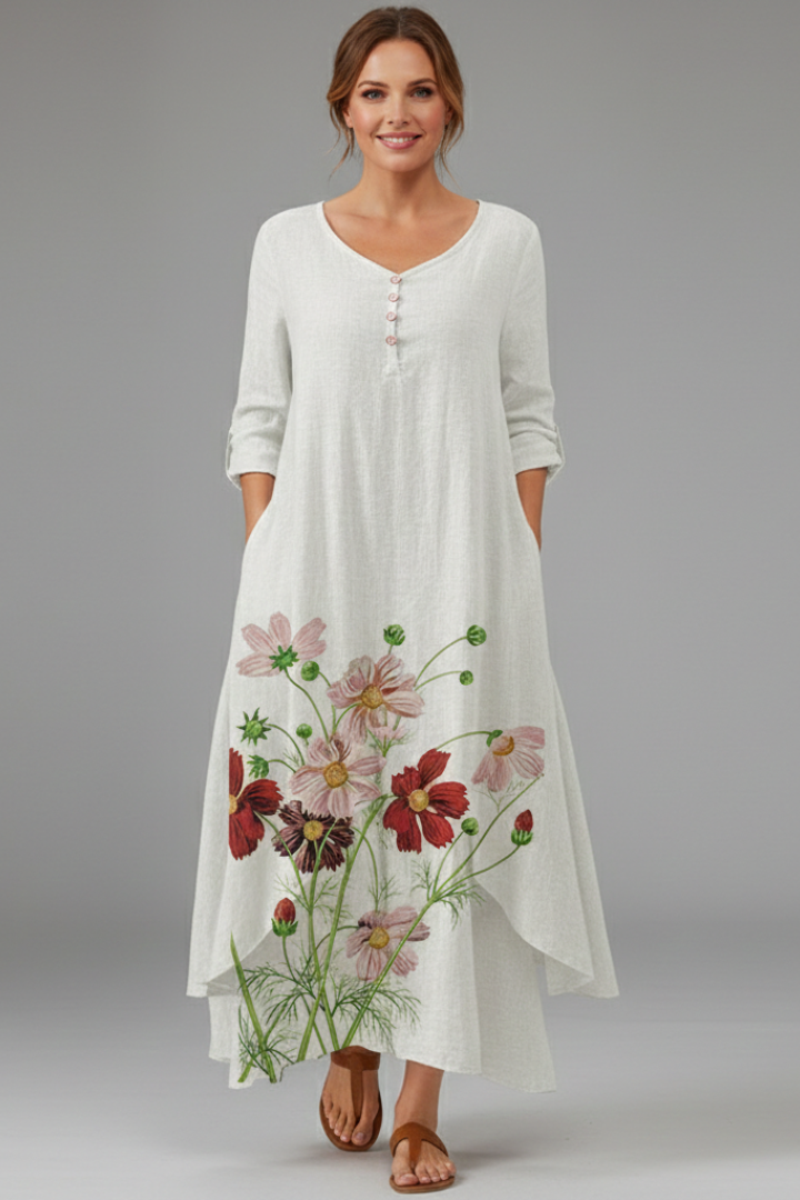 Women’s Dress with Round Neckline and Long Sleeves