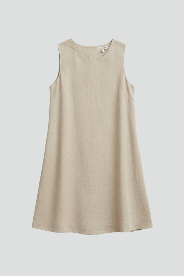 Women’s Dress with Round Neckline and Side Pockets