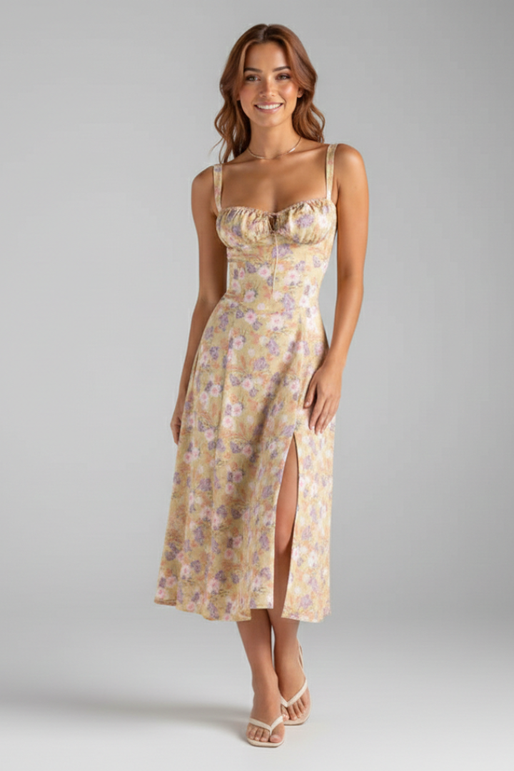 Women’s Dress with Shoulder Straps and Defined Waist