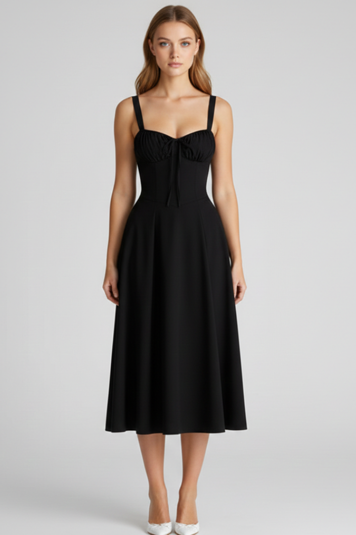 Women’s Dress with Shoulder Straps and Defined Waist