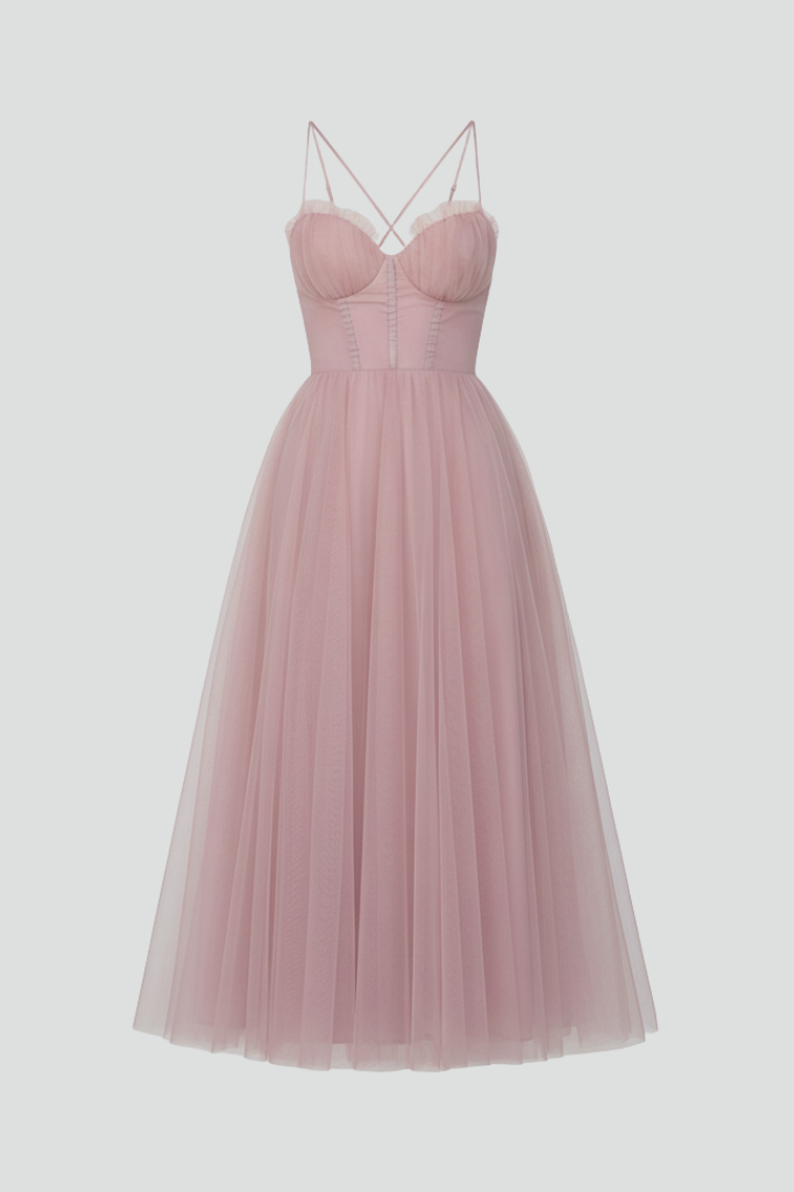 Women’s Dress with Strapless Bodice and Tulle Skirt