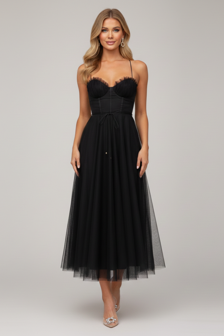 Women’s Dress with Strapless Bodice and Tulle Skirt