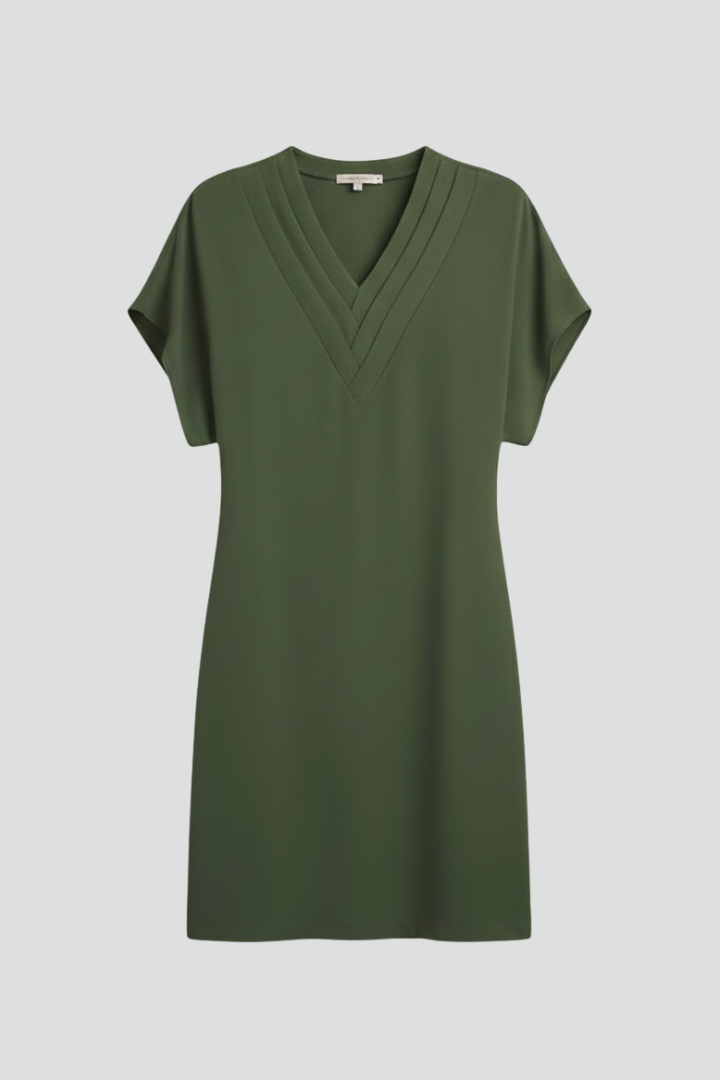 Women’s Dress with V-Neck and Short Sleeves