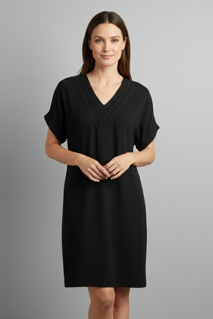 Women’s Dress with V-Neck and Short Sleeves