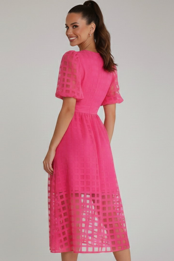 Women’s Dress with V-Neckline and Lace Skirt