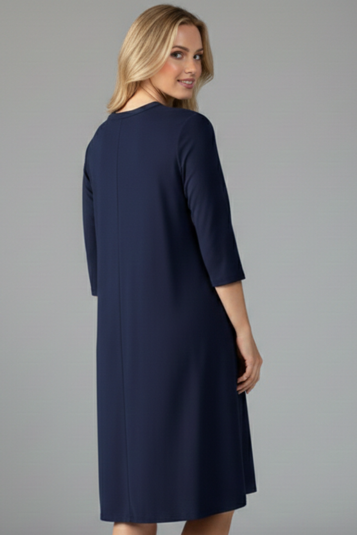 Women’s Dress with V-Neckline and Short Sleeves