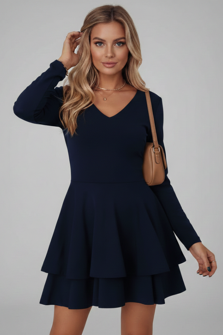 Women’s Dress with V Neck and Tiered Skirt