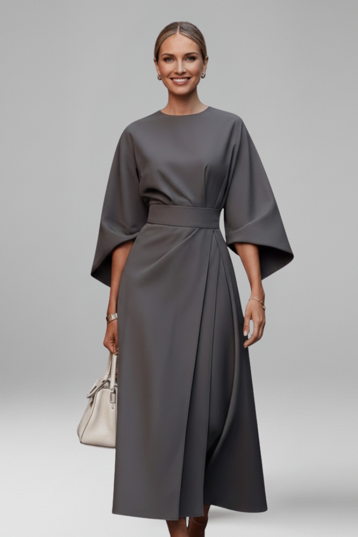 Women’s Dress with Wide Sleeves and Waist Tie