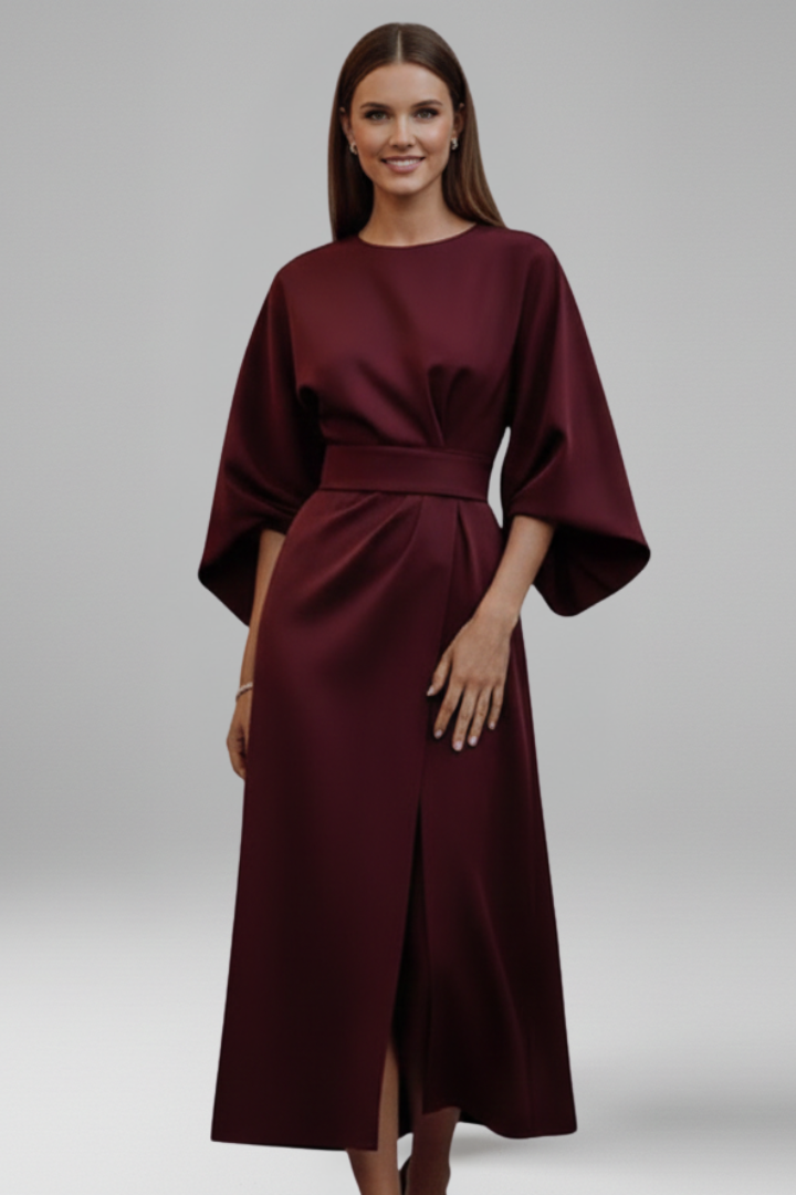 Women’s Dress with Wide Sleeves and Waist Tie