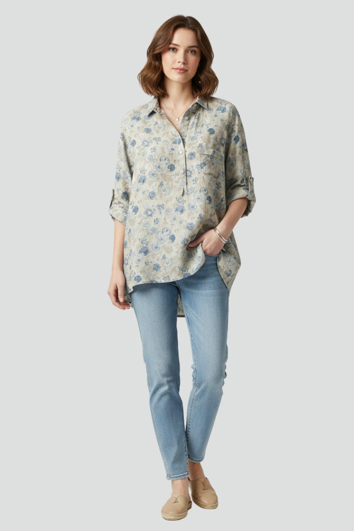 Women’s Floral Shirt with Button Front