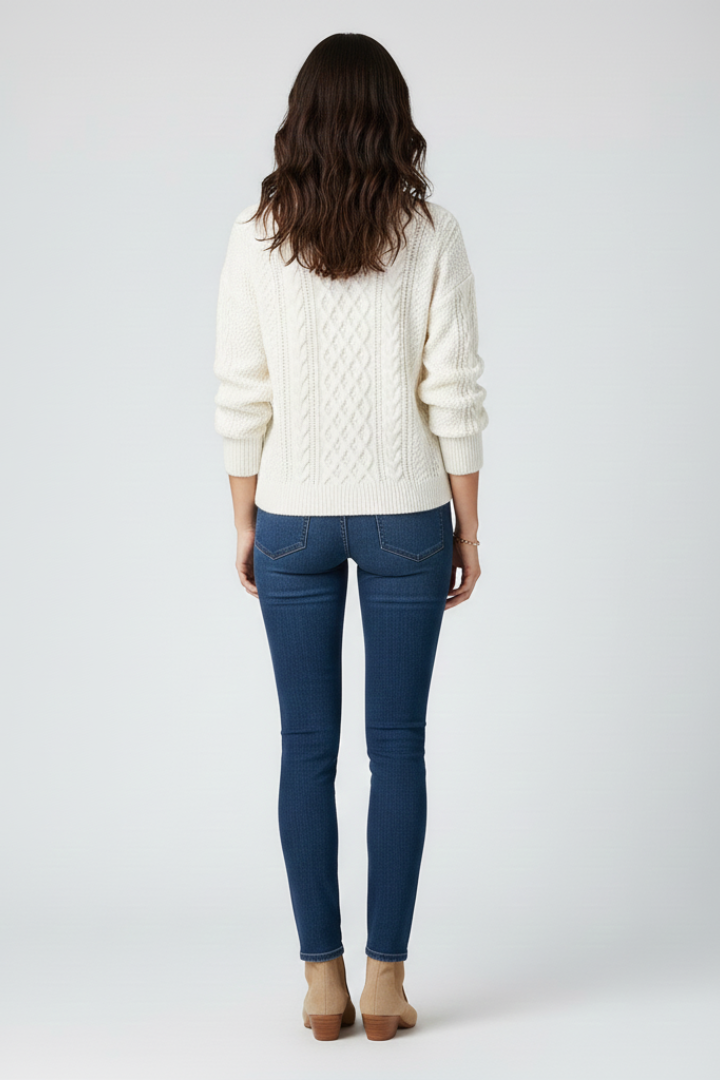 Women’s Jumper with Crew Neck and Ribbed Hem