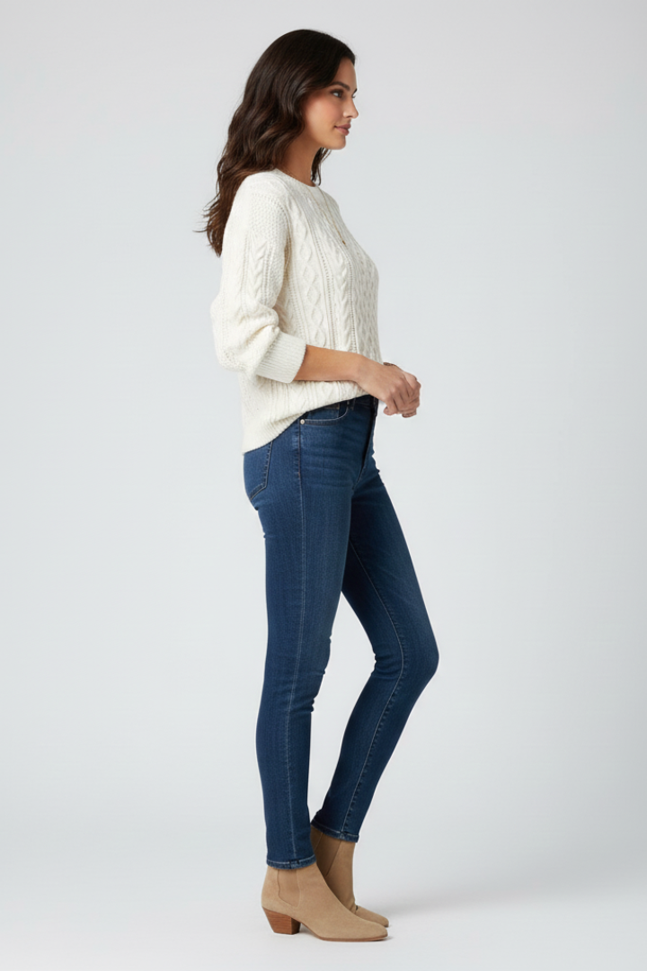 Women’s Jumper with Crew Neck and Ribbed Hem