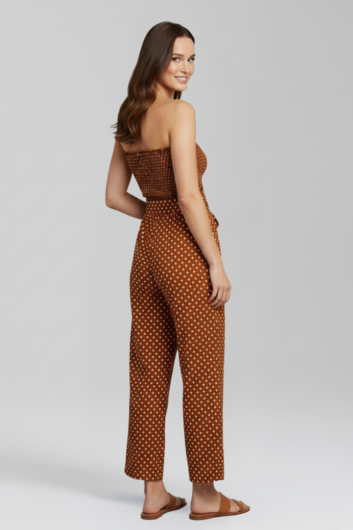 Women’s Jumpsuit with Bandeau Neckline and Button Front