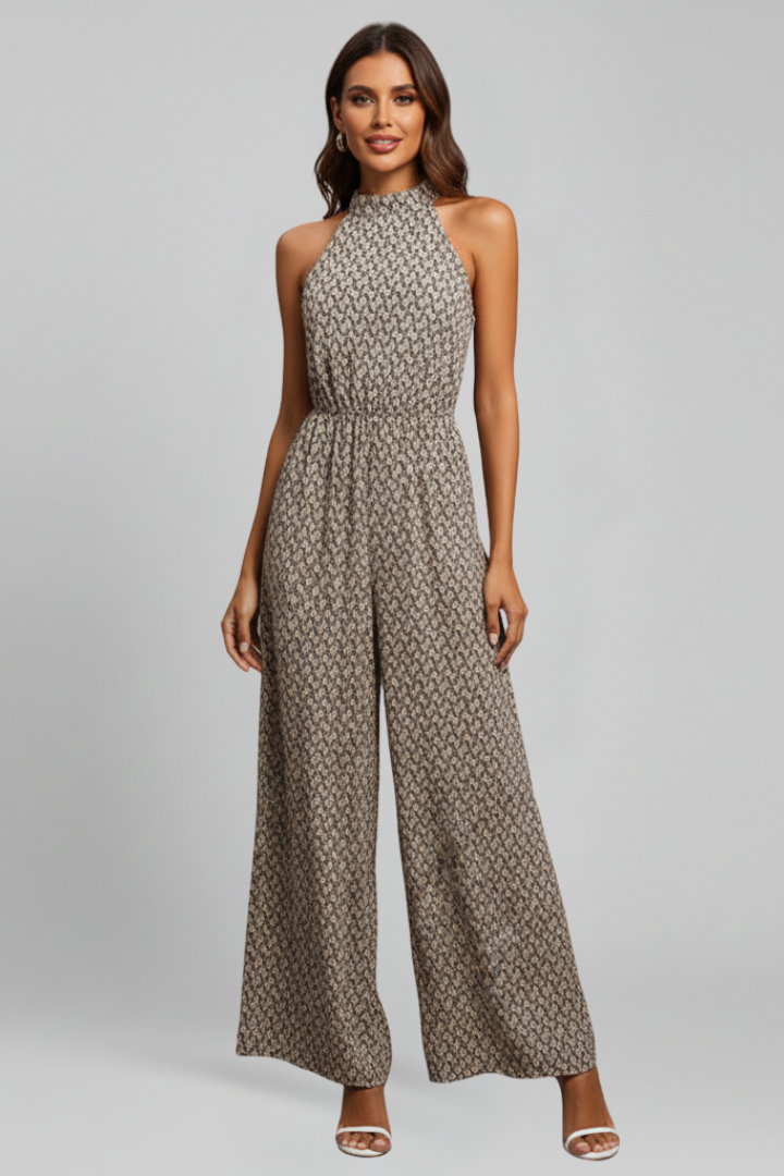 Women’s Jumpsuit with High Neckline and Wide Legs