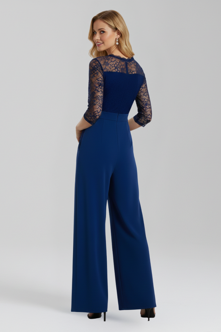 Women’s Jumpsuit with Lace Sleeves and Wide Legs