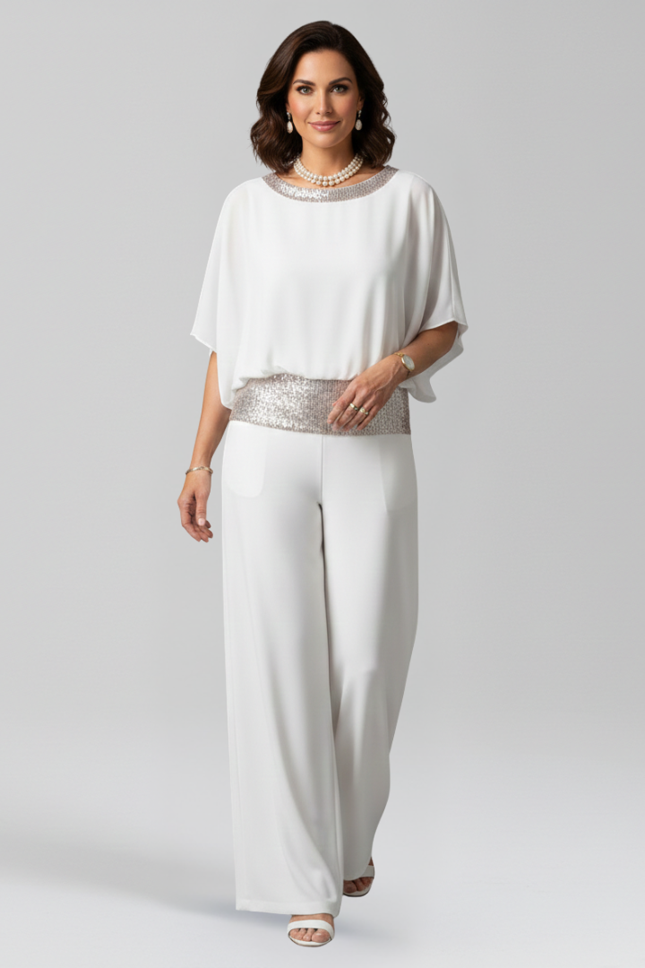 Women’s Jumpsuit with Layered Top and Textured Surface