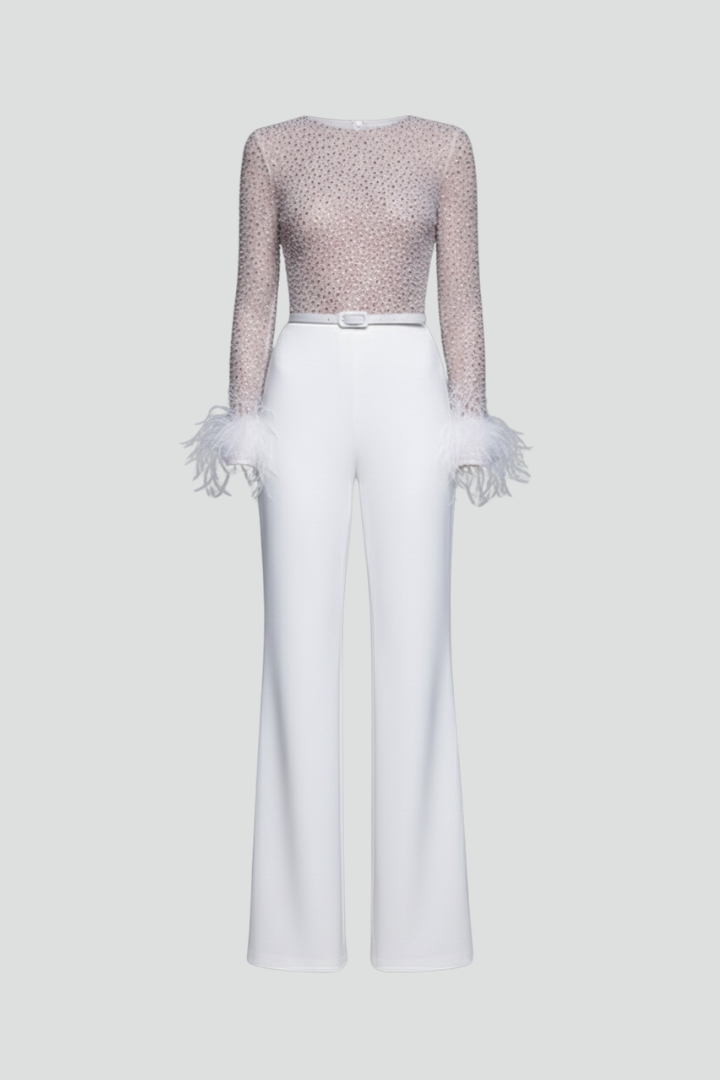 Women’s Jumpsuit with Round Neck and Flared Legs