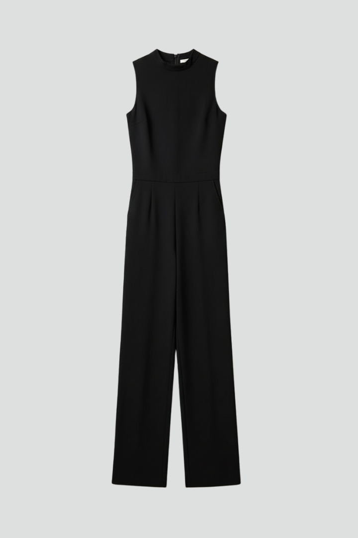 Women’s Jumpsuit with Round Neckline and Wide Legs