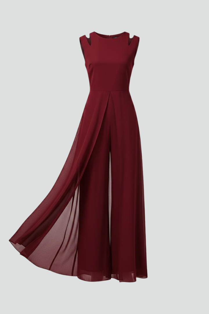 Women’s Jumpsuit with Round Neckline and Wide Legs