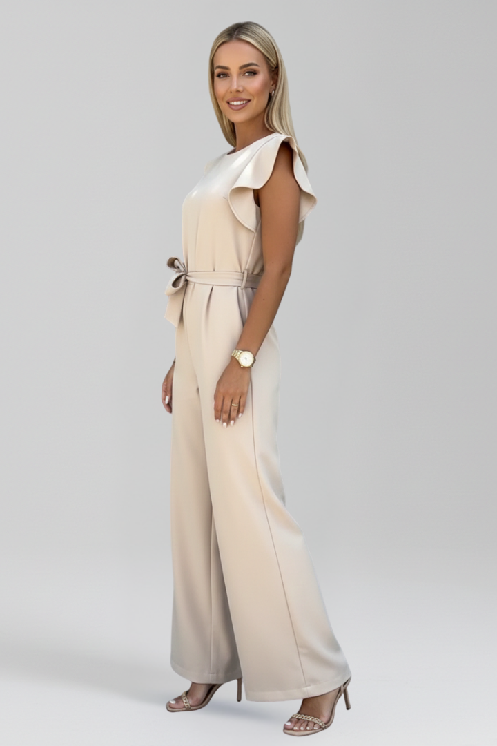 Women’s Jumpsuit with Round Neckline and Wide Legs