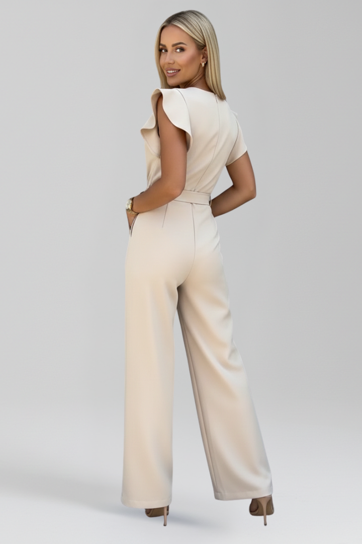 Women’s Jumpsuit with Round Neckline and Wide Legs