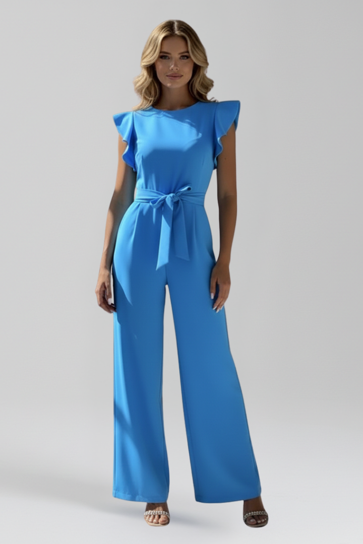 Women’s Jumpsuit with Round Neckline and Wide Legs