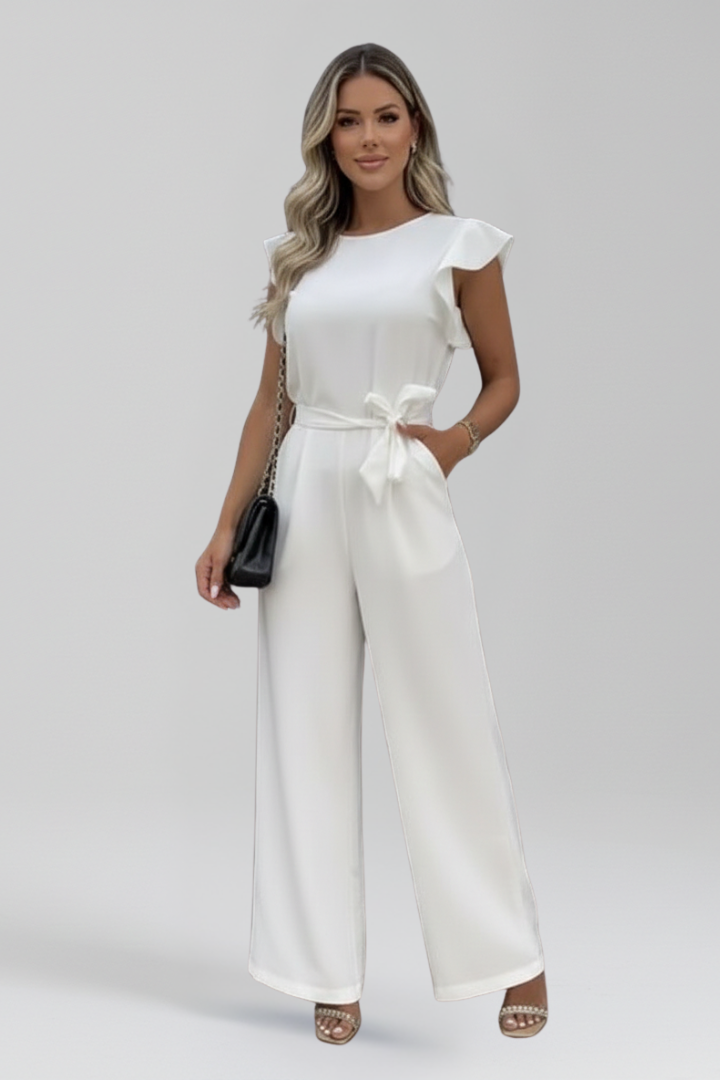 Women’s Jumpsuit with Round Neckline and Wide Legs