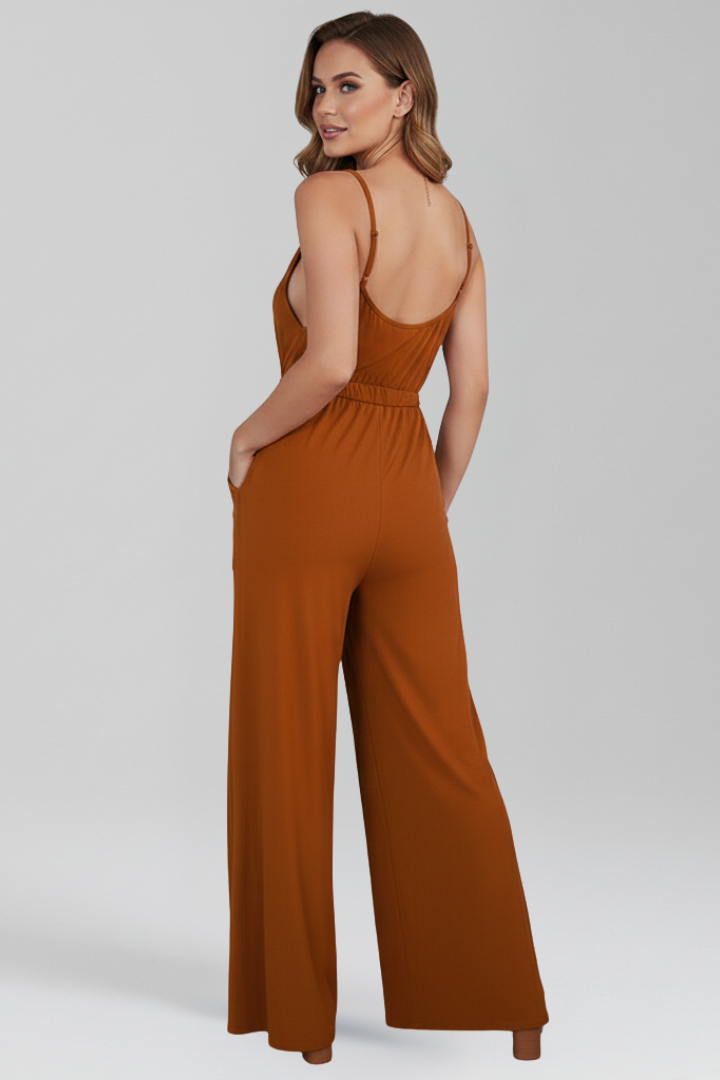 Women’s Jumpsuit with Spaghetti Straps and Side Pockets