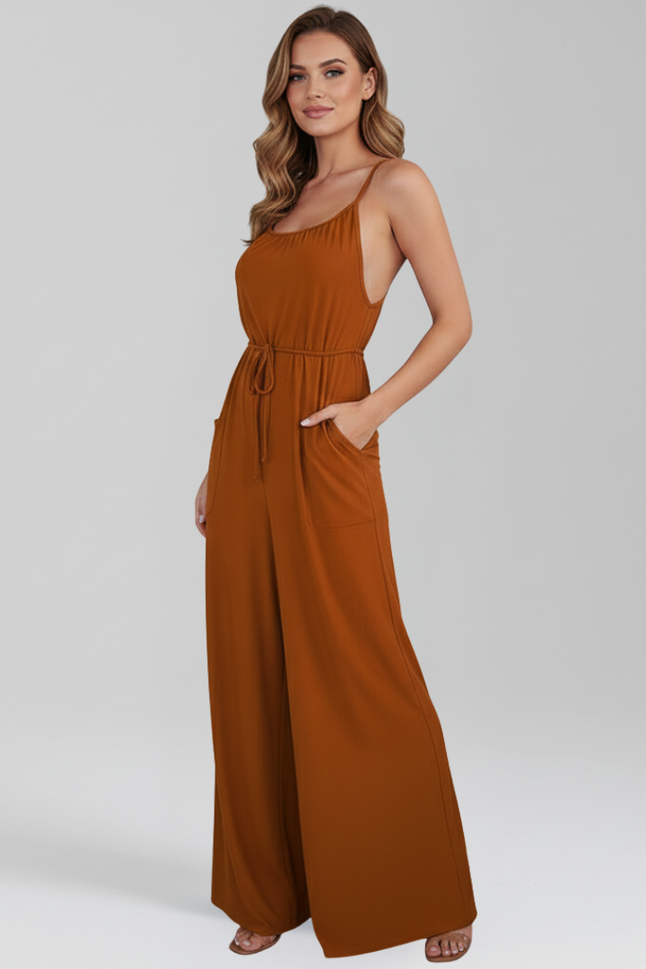 Women’s Jumpsuit with Spaghetti Straps and Side Pockets