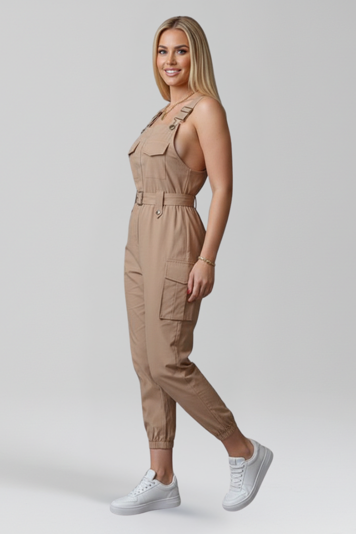 Women’s Jumpsuit with Square Neckline and Adjustable Straps