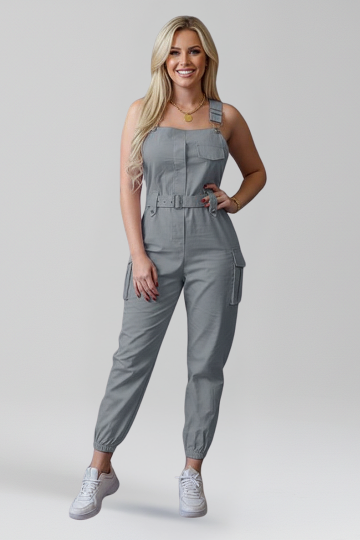 Women’s Jumpsuit with Square Neckline and Adjustable Straps