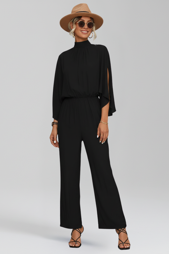 Women’s Jumpsuit with Stand Collar and Wide Legs