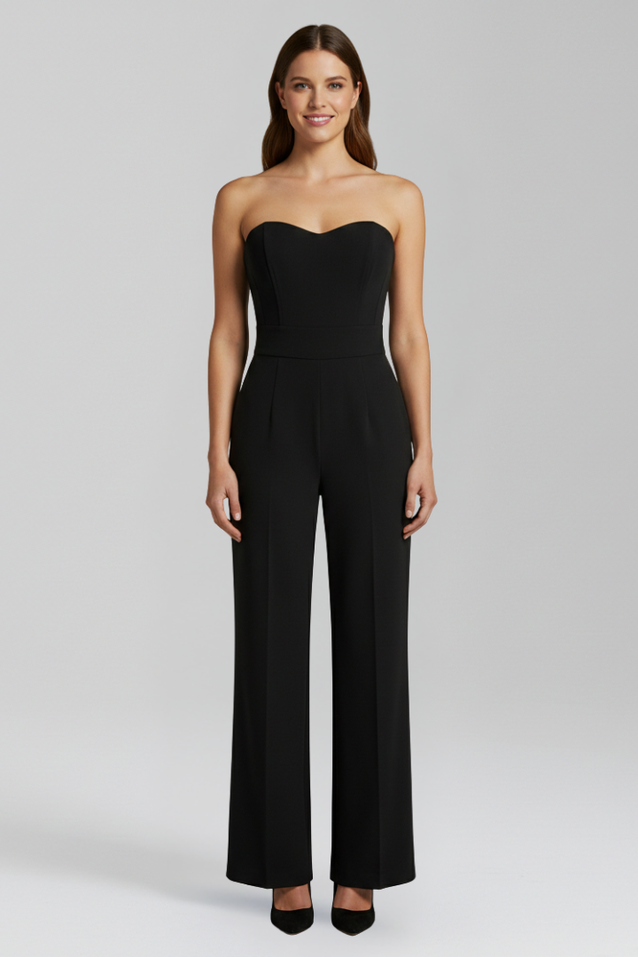 Women’s Jumpsuit with Strapless Neckline and Fitted Bodice