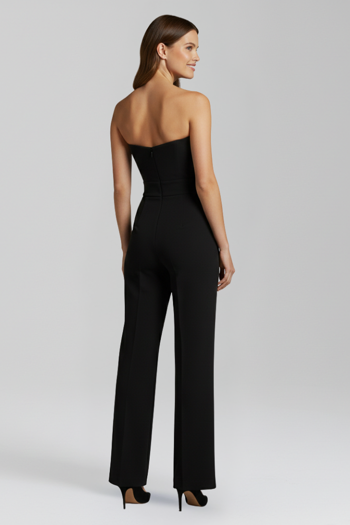 Women’s Jumpsuit with Strapless Neckline and Fitted Bodice