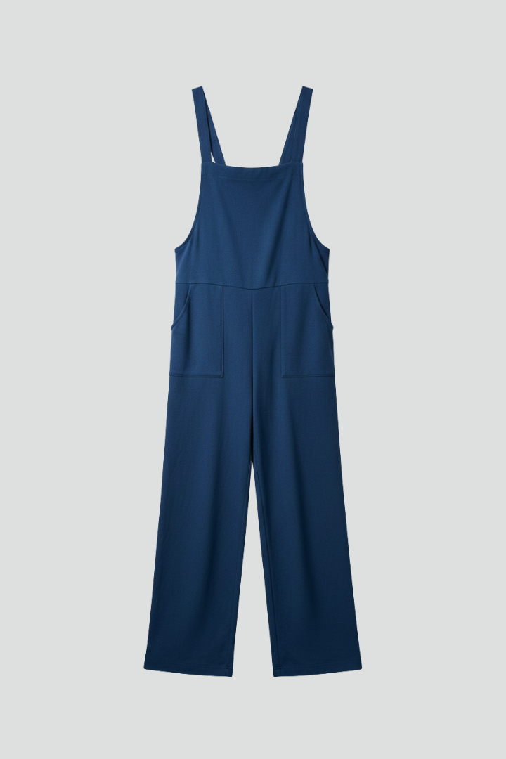 Women’s Jumpsuit with Wide Straps and Front Pockets