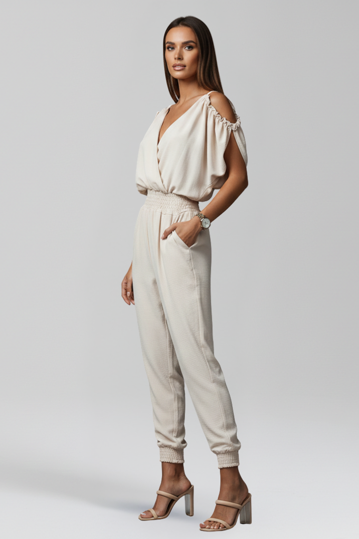 Women’s Jumpsuit with Wrap Neckline and Elasticated Waist