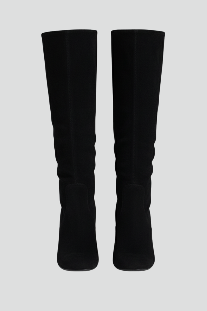 Women’s Knee-High Boots with Pointed Toe and Block Heel