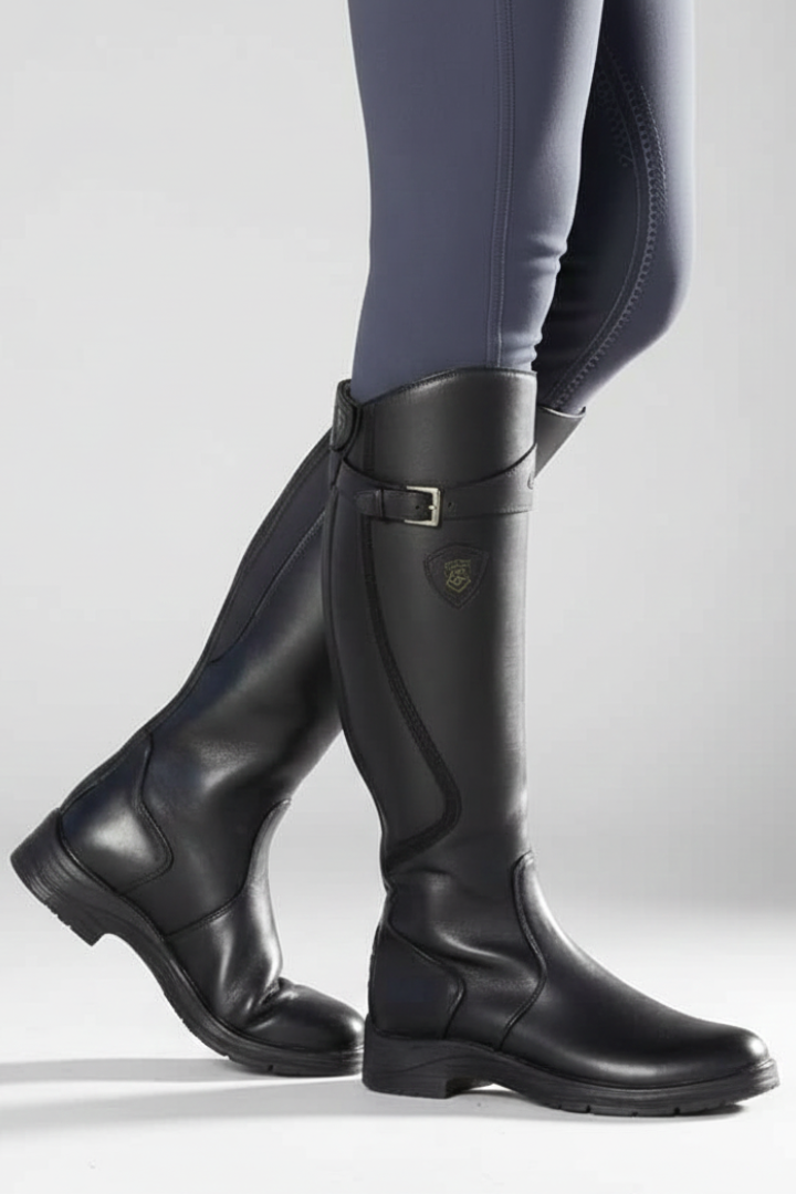 Women’s Knee-High Boots with Pull-On Design and Rubber Sole