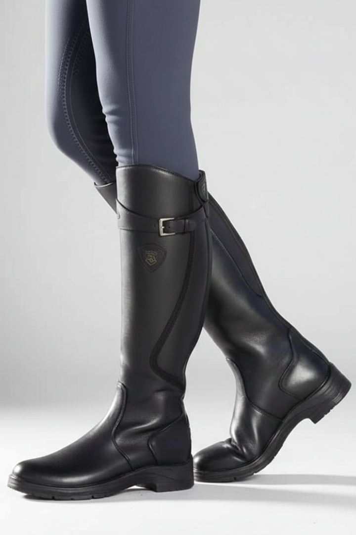 Women’s Knee-High Boots with Pull-On Design and Rubber Sole
