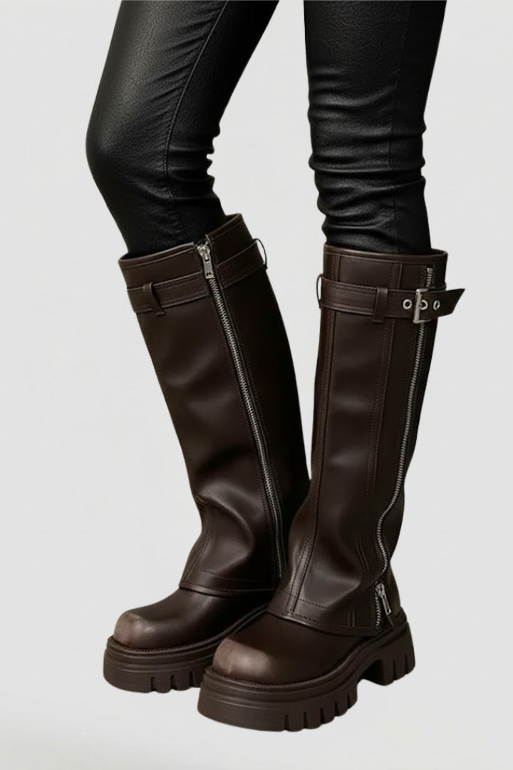 Women’s Knee High Platform Boots with Side Zipper